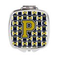 Carolines Treasures Letter P Football Blue and Gold Compact Mirror, 3 x 0.3 x 2.75 in. CJ1074-PSCM